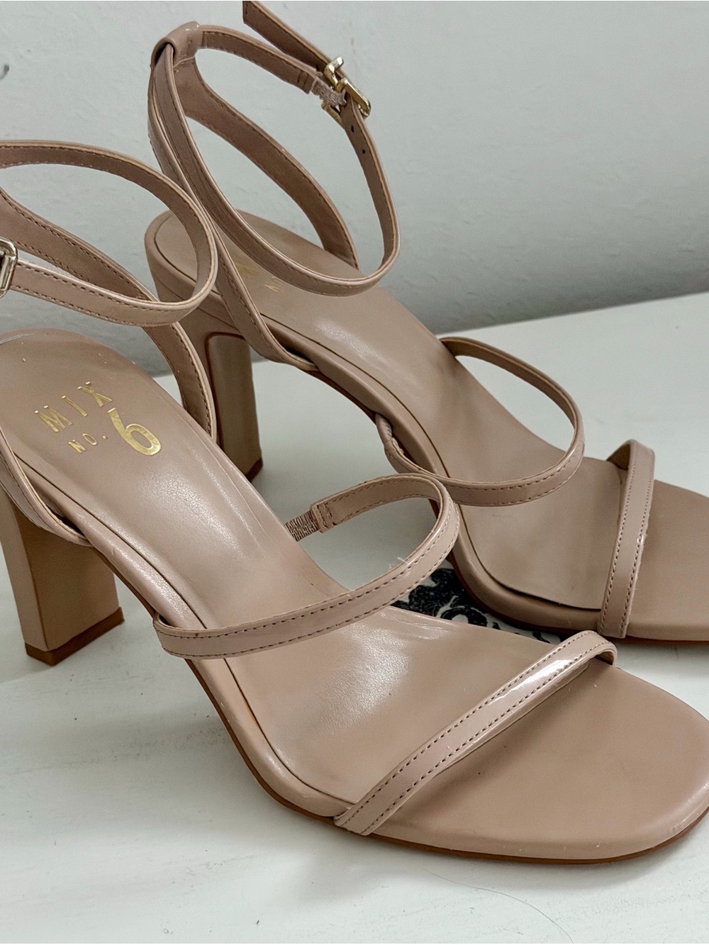 Mix No. 6 Blush Nude Strappy Block Heel Sandals